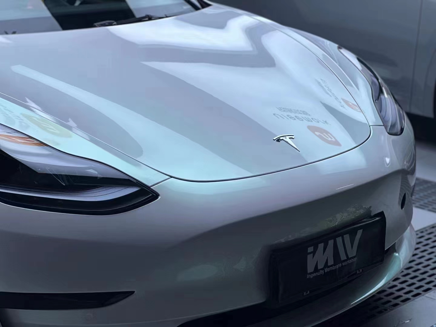 特斯拉model3曙光白改色贴膜案例